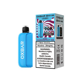 OXBAR x Rocky Vapor Kiwi Passionfruit Ice Maglink 90K replacement pod and Ice Series packaging, 30mL, 20mg/mL nicotine salt