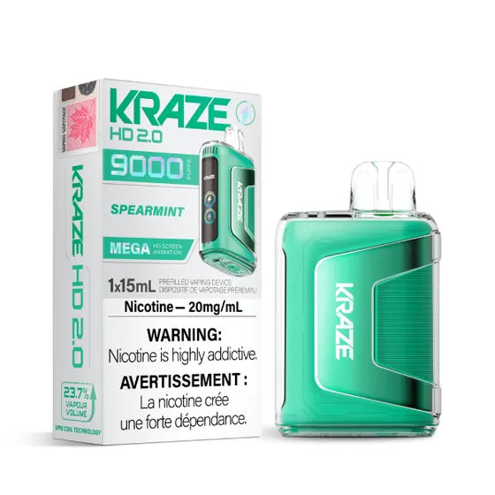 Kraze HD 2.0 9000 Puffs Disposable Vape Spearmint 