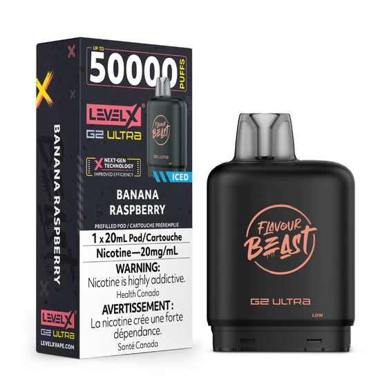 Banana Raspberry Iced - Flavour Beast Level X G2 Ultra 50K Vape Pod