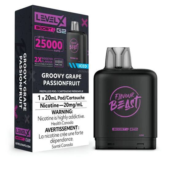 Groovy Grape Passionfruit Iced - Flavour Beast Level X Boost G2 Pod