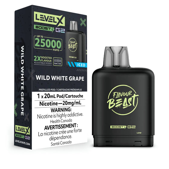 Level X Flavour Beast Boost G2 Pod 20mL - Wild White Grape Iced