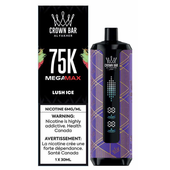 Crown Bar Al Fakher MEGAMAX 75K Disposable Vape Lush Ice | 75,000 Puffs, 30mL, 6mg Nicotine