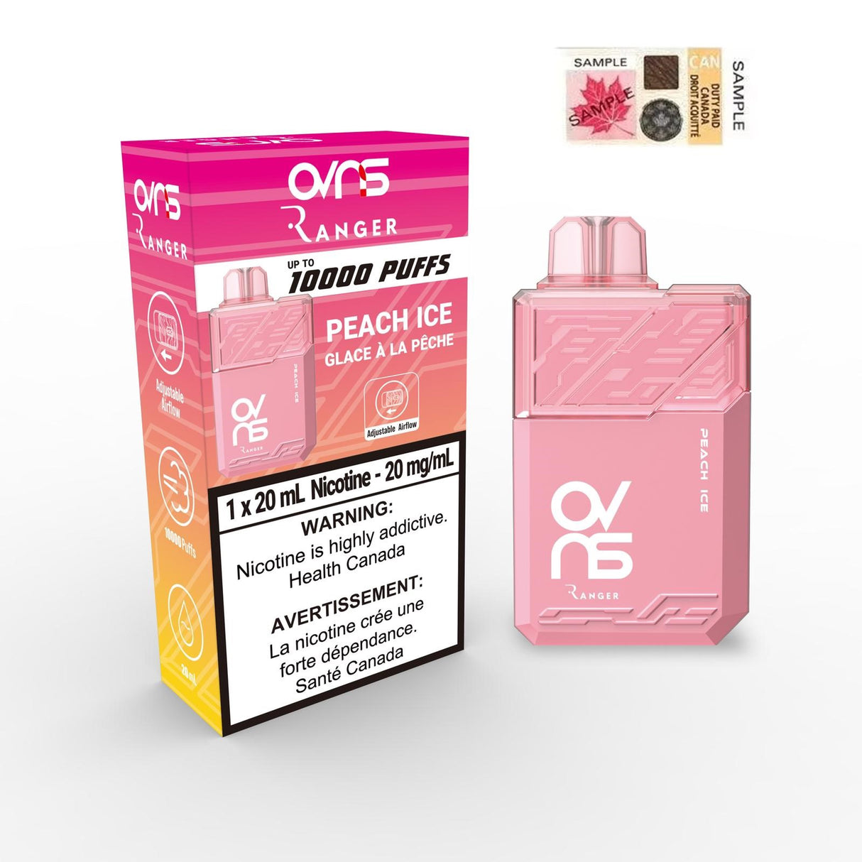 OVNS RANGER 10000 PUFFS - PEACH ICE