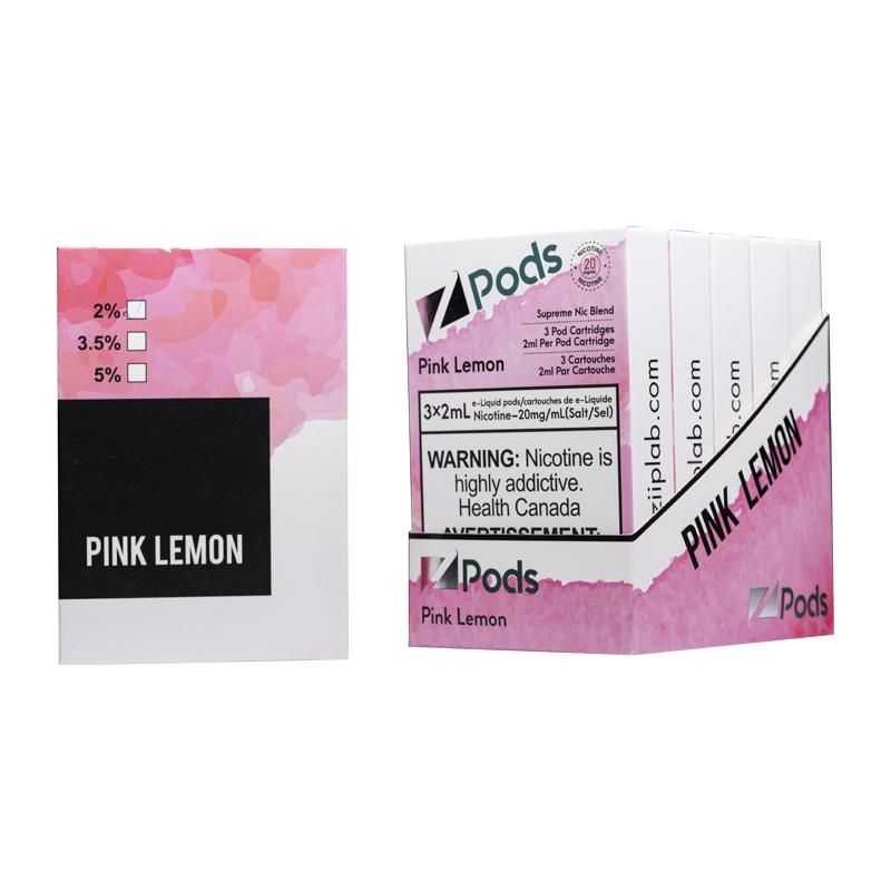 Pink Lemon Z Pods 20mg Supreme Nic Blend with three prefilled 2mL