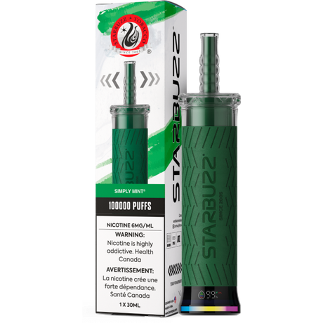 Starbuzz E-Hose 100K Disposable Vape – Simply Mint flavour 6mg 30mL