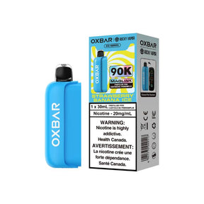 OXBAR x Rocky Vapor Strawberry Banana Ice Maglink 90K replacement pod and Ice Series packaging, 30mL, 20mg/mL nicotine salt