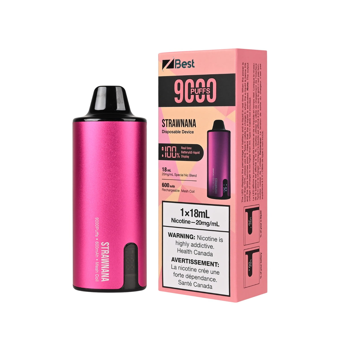 ZBEST 9000 DISPOSABLE VAPE - STRAWNANA