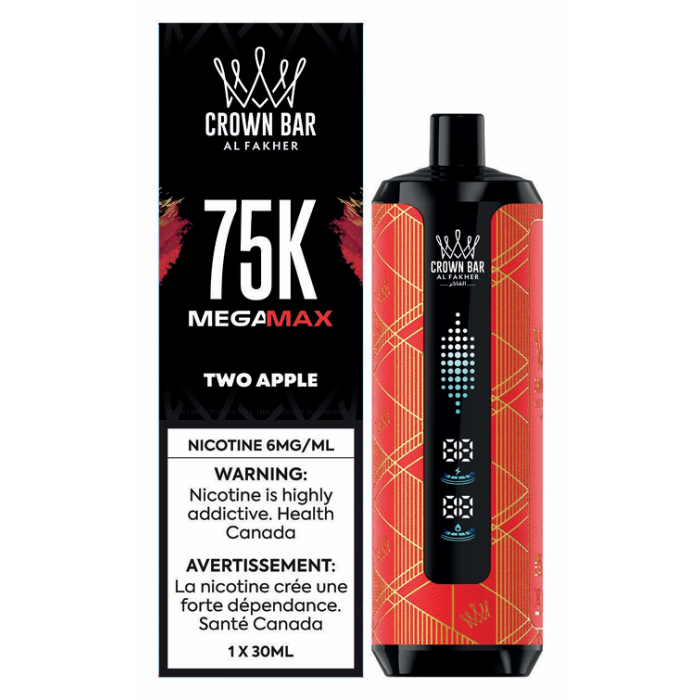 Crown Bar Al Fakher MEGAMAX 75K Two Apple disposable vape – 75,000 puffs