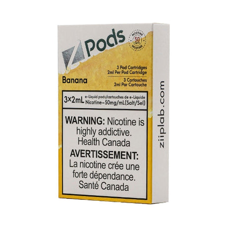 Banana Z Pods 20mg Supreme Nic Blend with three prefilled 2mL