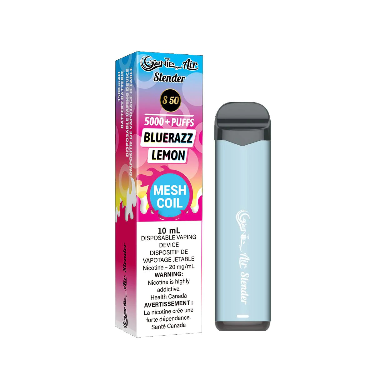 Bluerazz Lemon  - Genie Air Slender 5000 Puffs- Synthetic
